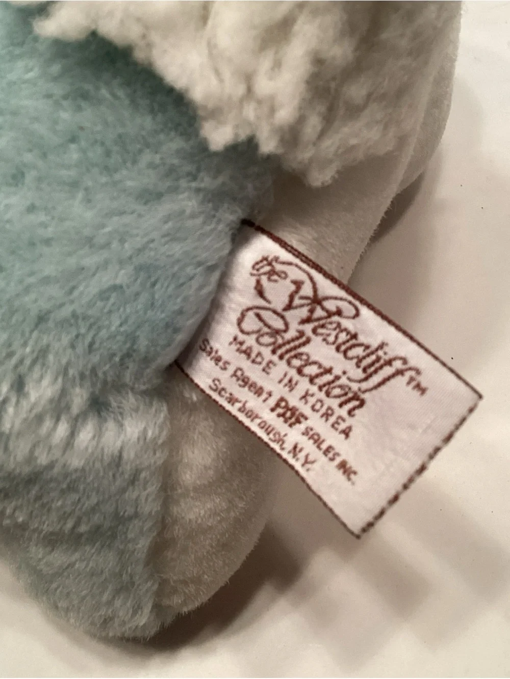 Westcliff Collection Blue White Bunny Rabbit Flowers Standing Plush 9